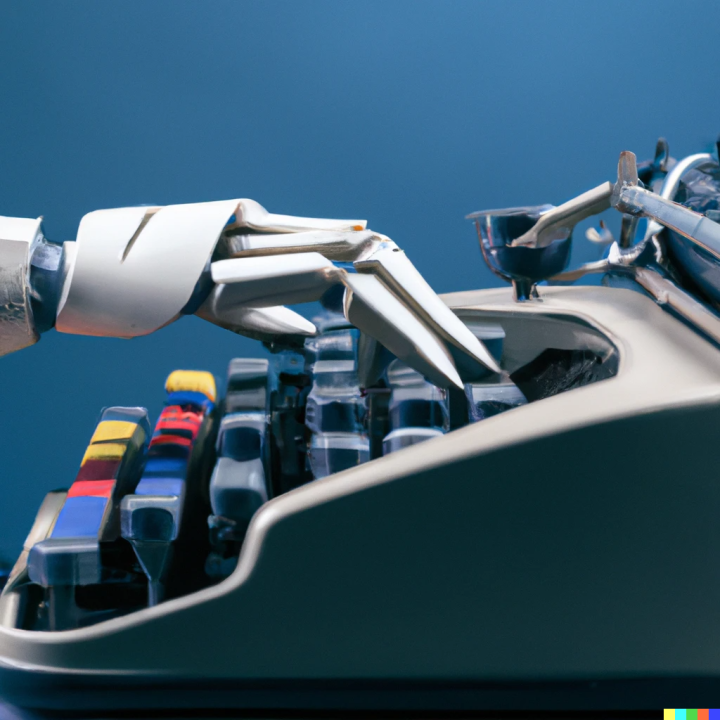 robot writing on a typing machine